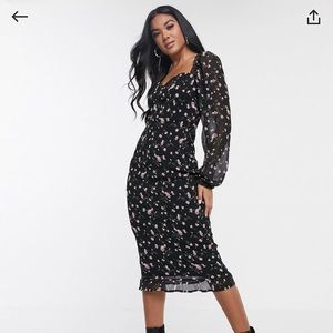 Missguided plisse midi dress in floral print